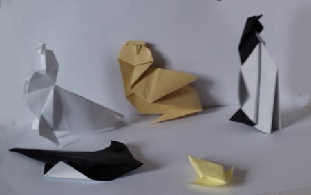 Réalisation d'animaux en origamis par Bruno de Blasiis
